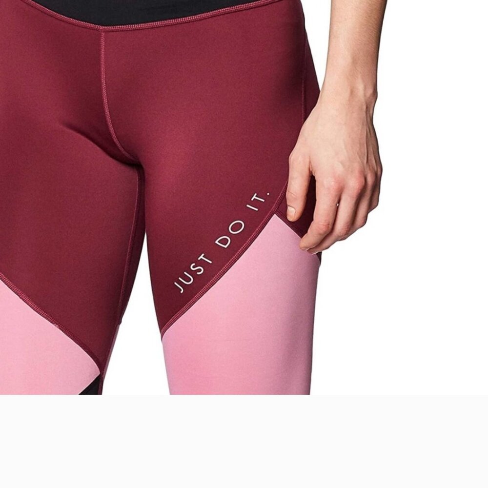 Like New Maroon Color-Blocked Nike Dri-FIT Leggings sz S - Picture 5 of 9